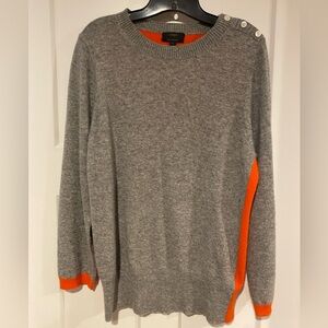 J. Crew grey and orange wool sweater.  Size Large